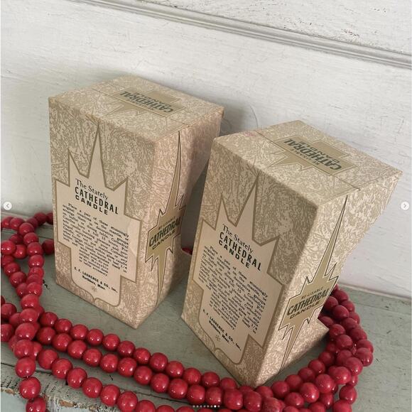 Vintage Green Flocked Cathedral Candle New Old Stock USA CHOICE of ONE - Picture 7 of 8